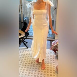 NEW Reformation Kairo Midi Dress Organza Straps Ivory Bridal | size 4